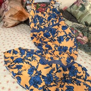 Alice + Olivia Orange and Blue Floral Dress